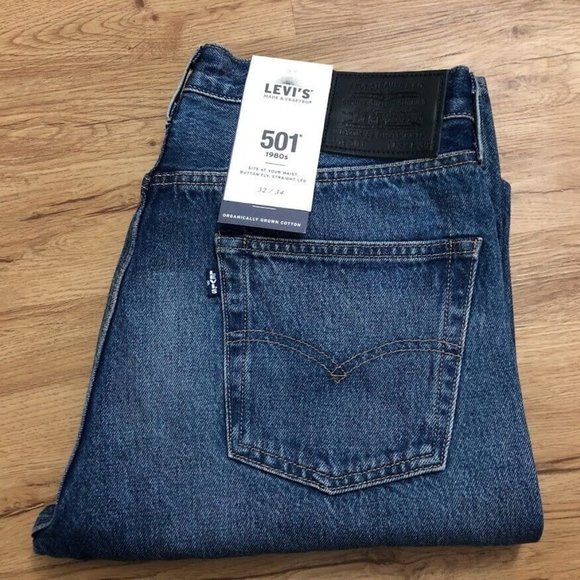 Levi's Made & Crafted Mens 1980s 501 Original Fit Selvedge Jeans Blue New